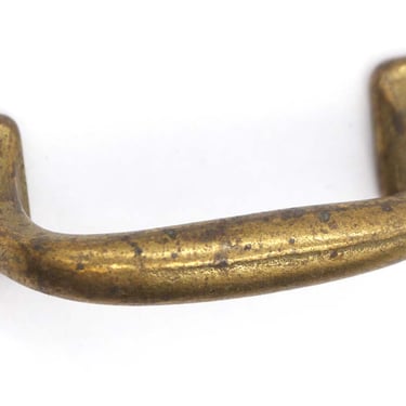 Vintage 3 in. Brass Plated Cast Iron Curved Bridge Drawer Pull