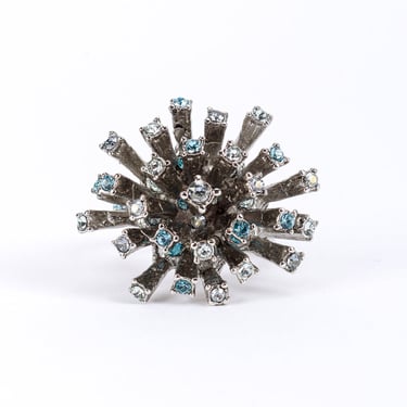 Blue Firework Burst Cocktail Ring