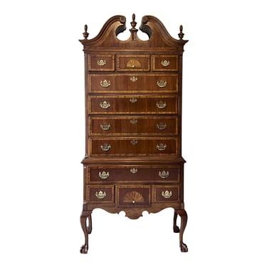 Inlaid Chippendale Style Mahogany Highboy 