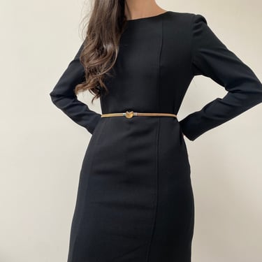 vintage minimalist black wool blend shift dress size us 4 