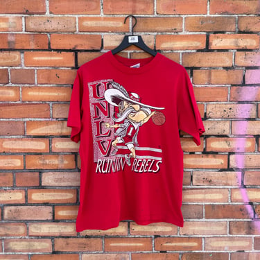 vintage 90s red unlv runnin rebels tee / l large 