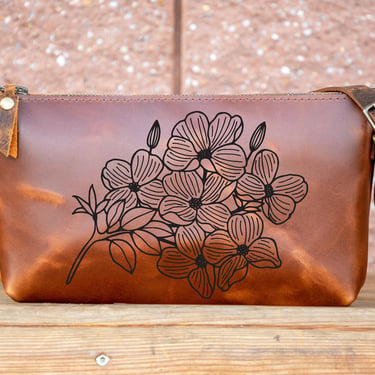 Small Leather Zipper Bag | Handmade Leather Purse |  Handmade Handbag | Crossbody Satchel | Made in USA | Laser Image | Custom | Series 4 