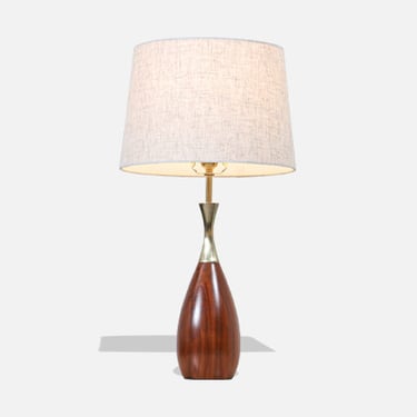 Tony Paul Sculpted Walnut & Brass Table Lamp for Westwood Industries