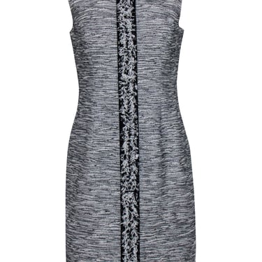 Carolina Herrera - Grey, Black & White Textured Sleeveless Dress Sz 6