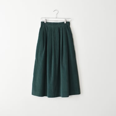 vintage forest green corduroy midi skirt, size M / L 