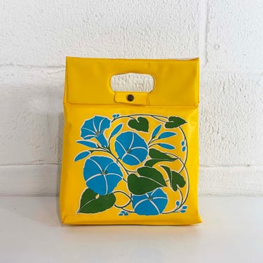 Vintage Insulated Cooler Lunch Bag Handle Current Storage Floral Blue Yellow 1982 1980s 