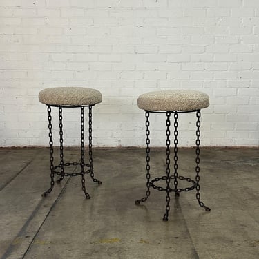 Pair of Chain Link Swivel Barstools 