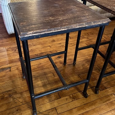 Wood Top Metal Base Typing Desk On Castors From U. Chicago