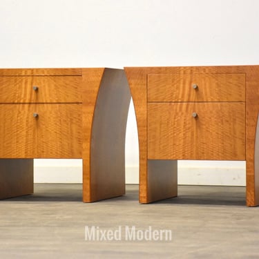 Lacewood Modern Nightstands - A Pair 