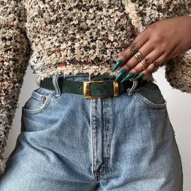 Vtg Leather Hunter Green Belt | Medium