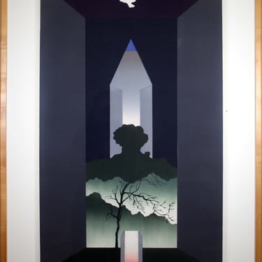 Zygmunt Czyz Surrealist Dove Over Tree Signed Linocut on Paper 7/20 Framed 1982 