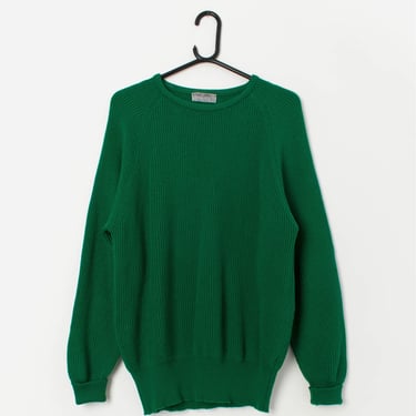 Vintage Jaeger green sweater, mens retro pullover - Small / Medium 