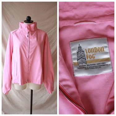70s 80s Bubblegum Pink London Fog Zip Up Jacket Plus Size 