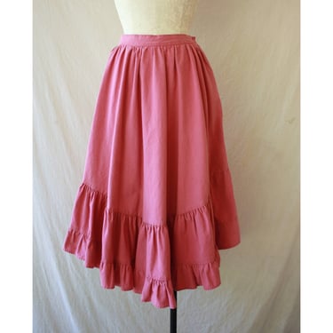 80s Dusty Pink Cotton Western Style Flouncy Skirt Size M 