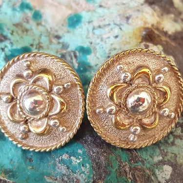 Beautiful CRUMRINE Artisan Sterling Earrings~Fine Silver 999 & Gold Wash~Vintage Crumrine Earrings~Solid Well Made Vintage~JewelsandMetals. 