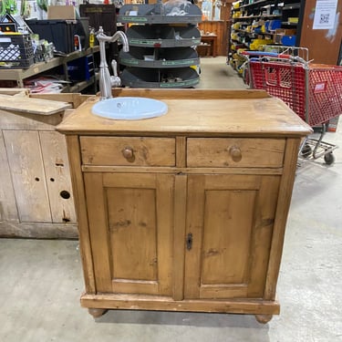 Rustic Pine Vanity with Small Sink