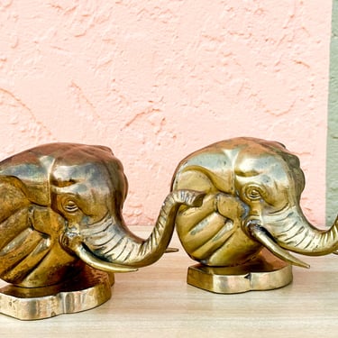Pair of Brass Elephant Book Ends