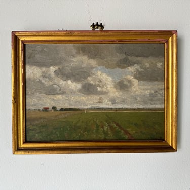 Vintage Farm Landscape Oil Painting, Signed 