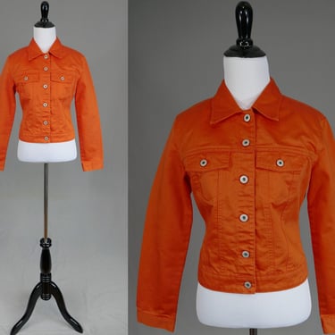 Y2K Gap Orange Jean Jacket - Dated 01/00 - Button Front - Cotton - Vintage 2000 - XS 