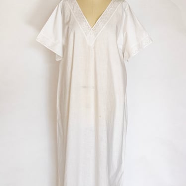 Antique Victorian Nightgown Cotton 1910s Slip Under Dress 
