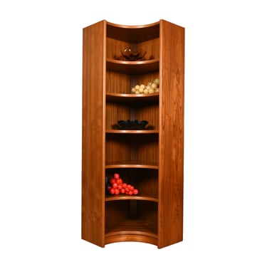 Prominent Danish Modern Corner Bookcase in Teak