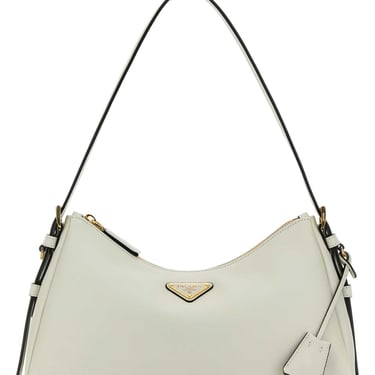 Prada Women White Leather Medium Aimee Shoulder Bag