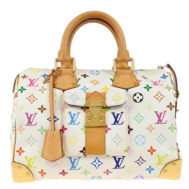 Louis Vuitton 2005 White Monogram Multicolor Speedy 30 Handbag M92643