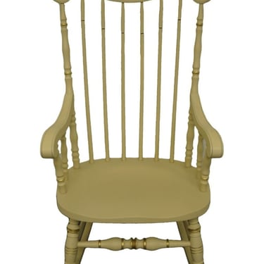 ETHAN ALLEN Cream Painted Traditional Hitchcock Style Accent Rocker Rocking Chair 