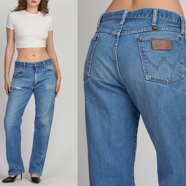 80s Wrangler Faded High Waisted Jeans - Men's Medium, Women's Large, 32" | Vintage Unisex Denim Straight Leg Cotton Dad Jeans 