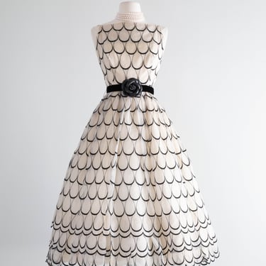 Early 1960's Couture Inspired Tear Drop Organza Party Dress From I.Magnin / Small