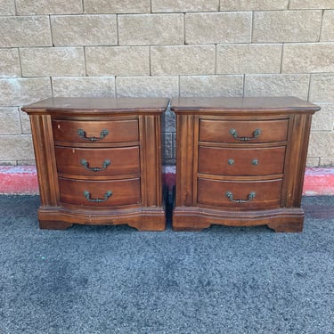 Ready for refinishing - Traditional wooden nightstands set 
