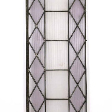 Luxfer Ribbed Clear & Purple Leaded Glass Window Panel