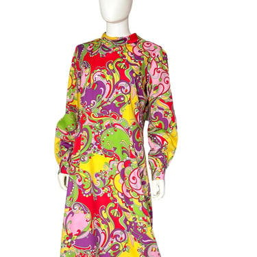 Psychedelic Mod 70s Midi Dress 