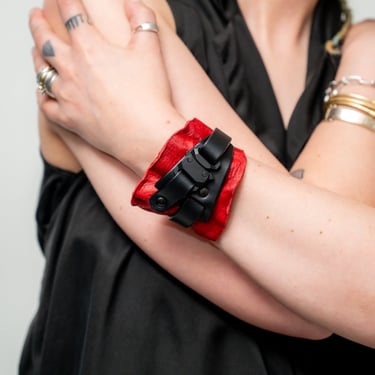 Tyse Red Leather Cuff