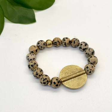 Beaded Stone Bracelet - Dalmatian Jasper