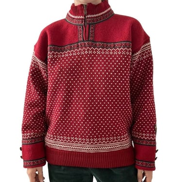 Dale of Norway Sport Mens Red Wool Birdseye Boiled Wool Lined Ski Sweater Sz M 