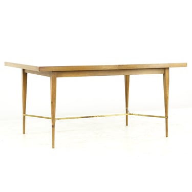 Paul McCobb for Calvin Mid Century Brass and Mahogany Dining Table with Leaves - mcm 