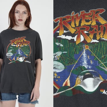 1983 Atari Video Game T Shirt / Vintage 80s River Raid Tee / 1980s ActiVision Black Cotton Arcade Shirt XL 