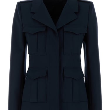 Alexander Mcqueen Women Navy Blue Wool Blazer