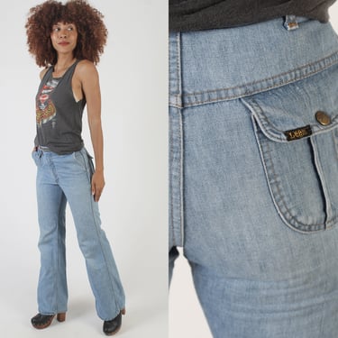 Lee Wide Leg Denim Jeans High Rise Womens Hippy Flares Vintage Bellbottom Hippie Trouser Pants 30 x 32 