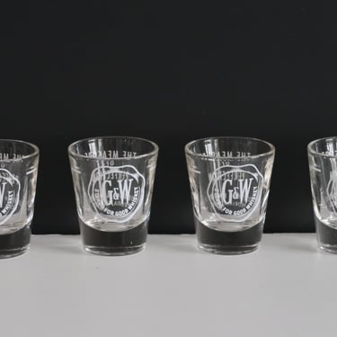 Set of 4 Gooderham & Worts Peoria Illinois Shot Glasses, Vintage Mid Century Barware, Canadian Whiskey, Gift For Him or Her, Hiram Walker 
