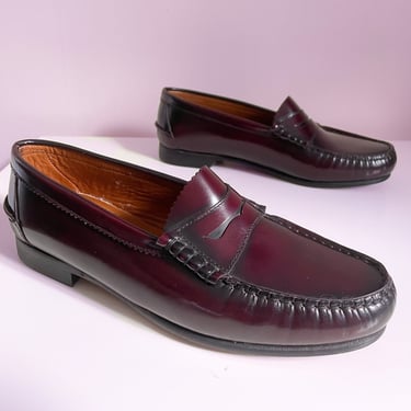 Vintage ‘80s BAXTER cordovan penny loafers, handcrafted in Spain | genuine leather preppy shoes, marked men’s 9 EEE 