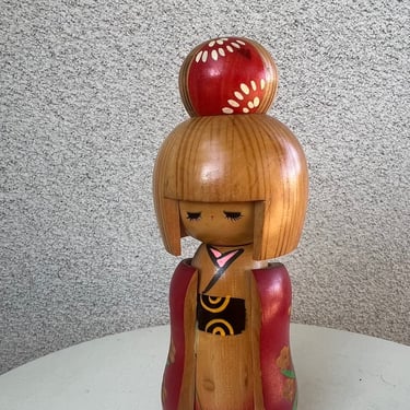 Vintage Japanese Kokeshi girl wood doll Creation Sosaku Hajime Miyashita 9” 