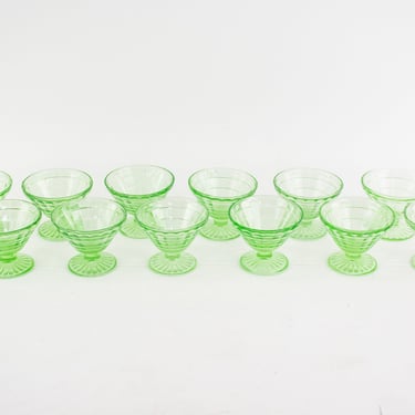 Set of Twelve Anchor Hocking Uranium Glass Sherbet Dessert Cups 