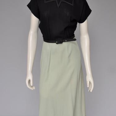 vintage 1940s sage green and black dress w/ jacket XS 