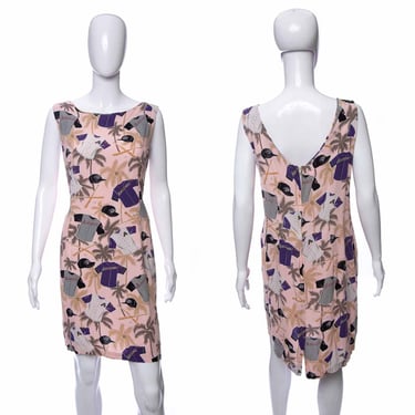 1990's Reyn Spooner Pink AZ Diamondback Print Sleeveless Dress Size L/XL