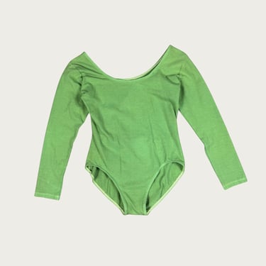 (M/L) 80s/90s Green Long Sleeve Bodysuit Top