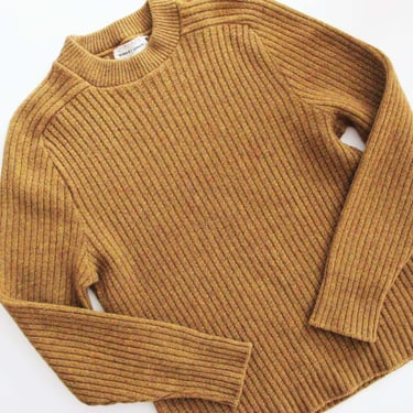 Vintage 60s Mustard Brown Wool Blend Sweater S M - Robert Bruce 1960s  Ribbed Knit Pullover - Cozy Winter Vintage Jumper 