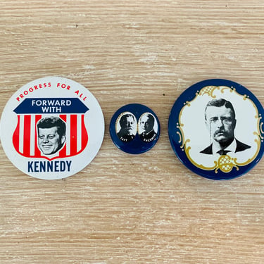 Vintage Political Pinback Campaign Reproduction Buttons Kleenex Tissue 1968 Collection - Set of 3 