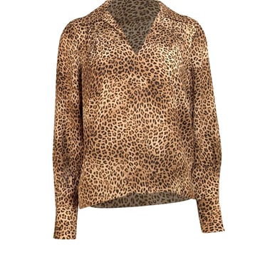 Frame - Tan & Black Leopard V-Neckline Blouse Sz XS